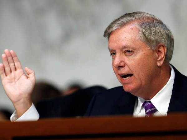 Sen. Lindsey Graham, R-S.C., chairman of the Senate Judiciary Subcommittee on Crime and Terrorism, questions Attorney General Jeff Sessions during a Senate Judiciary Committee hearing on Capitol Hill in Washington, Wednesday, Oct. 18, 2017. (AP Photo/Carolyn Kaster)