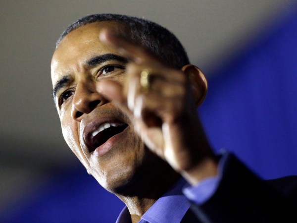 Former President Barack Obama speaks during a canvasing event for New Jersey Democratic gubernatorial nominee Phil Murphy, Thursday, Oct. 19, 2017, in Newark, N.J. (AP Photo/Julio Cortez)
