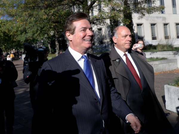 Paul Manafort, President Donald Trump's former campaign chairman, departs at Federal District Court in Washington, Monday, Oct. 30, 2017. Manafort, and a former business associate, Rick Gates, have been told to surrender to federal authorities Monday, according to reports and a person familiar with the matter. (AP Photo/Alex Brandon)