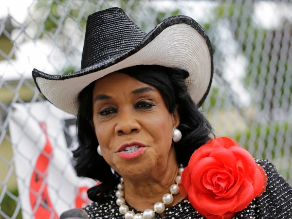 Rep. Frederica Wilson, D-Fla., talks to reporters, Wednesday, Oct. 18, 2017, in Miami Gardens, Fla. Congresswoman Wilson is standing by her statement that President Donald Trump told the widow of a soldier killed in an ambush in Niger that her husband "knew what he signed up for." Trump lashed out at Democratic Rep. Frederica Wilson on Wednesday, saying in a tweet that her description of his Tuesday phone call with Myeshia Johnson was "fabricated." (AP Photo/Alan Diaz)