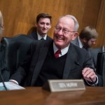 UNITED STATES - OCTOBER 19: Chairman Lamar Alexander, R-Tenn., and Sen. Patty Murray, D-Wash., ranking member, are seen during a Senate Health, Education, Labor and Pensions Committee hearing in Dirksen Building titled "Examining How Healthy Choices Can Improve Health Outcomes and Reduce Costs," on October 19, 2017. (Photo By Tom Williams/CQ Roll Call)