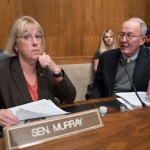Sen. Patty Murray, D-Wash., the ranking member, and Sen. Lamar Alexander, R-Tenn., chairman of the Senate Health, Education, Labor, and Pensions Committee, meet before the start of a hearing on Capitol Hill in Washington, Wednesday, Oct. 18, 2017, the morning after they reached a deal to resume federal payments to health insurers that President Donald Trump had halted. Sen. Alexander says Trump called him Wednesday morning "to be encouraging" of bipartisan efforts to come up with a plan to stabilize health insurance premiums.   (AP Photo/J. Scott Applewhite)
