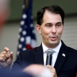 Wisconsin Gov. Scott Walker speaks about the Foxconn deal on Monday, Aug. 21, 2017, at the Chippewa Valley Technical College Energy Education Center in Eau Claire, Wis. (Marisa Wojcik/The Eau Claire Leader-Telegram via AP)