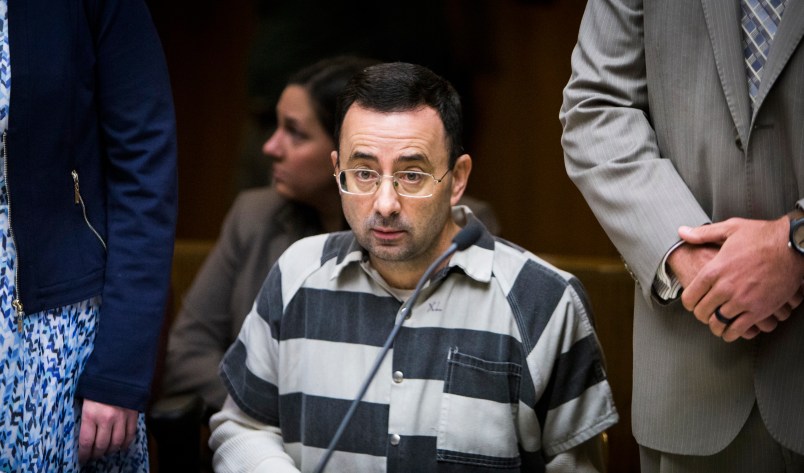 Dr. Larry Nassar appears in District Court Judge Donald Allen Jr.'s 55th District Court  for his preliminary hearing Friday, May 12, 2017.  Nassar, 53, of Holt faces 15 first-degree criminal sexual conduct charges related to seven different reported victims.  [MATTHEW DAE SMITH | Lansing State Journal]