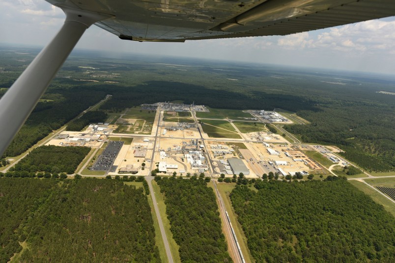 Aerial view of Fayetteville works on Wednesday June 15, 2017. the area is a sprawling, 2,150-acre manufacturing site along the Cape Fear River about 100 miles upstream from Wilmington. Three companies have operations there -- Chemours, DuPont and Kuraray America. (Ken Blevins/The Star-News via AP)