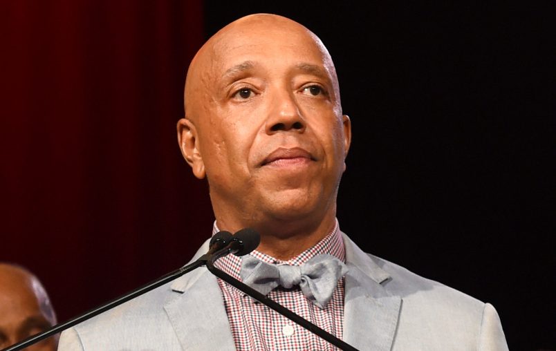 Russell Simmons speaks on stage at the RUSH Philanthropic Arts Foundation’s Art for Life Benefit at Fairview Farms in Water Mill on Saturday, July 18, 2015, in New York. (Photo by Scott Roth/Invision/AP)