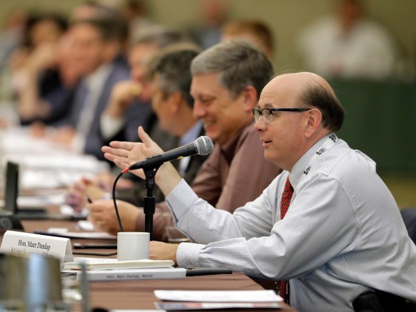 Maine Secretary of State Matt Dunlap speaks during a voter registration meeting at the National Association of Secretaries of State conference Saturday, July 8, 2017, in Indianapolis. (AP Photo/Darron Cummings)