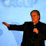 Steve Bannon, former strategist for President Donald Trump, speaks at  at the California Republican Convention in Anaheim, Calf.,  on Friday Oct. 20, 2017.  (AP Photo/Ringo H.W. Chiu)