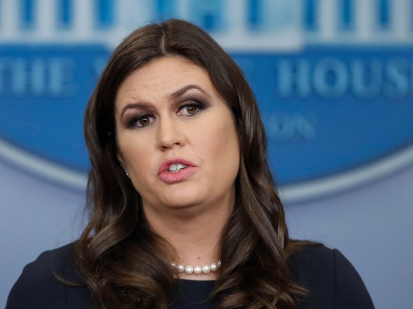 White House press secretary Sarah Huckabee Sanders speaks during a press briefing at the White House, Tuesday, Oct. 31, 2017, in Washington. (AP Photo/Alex Brandon)