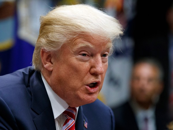 President Donald Trump speaks during a meeting on tax policy with business leaders in the Roosevelt Room of the White House, Tuesday, Oct. 31, 2017, in Washington. (AP Photo/Evan Vucci)