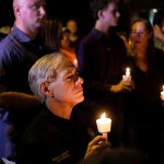 Texas Governor Greg Abbott attended a candlelight vigil in Sutherland Springs, Texas on Sunday, November 5, 2017 after a shooter opened fire on a church and killed 26 people. Photo by Laura Skelding