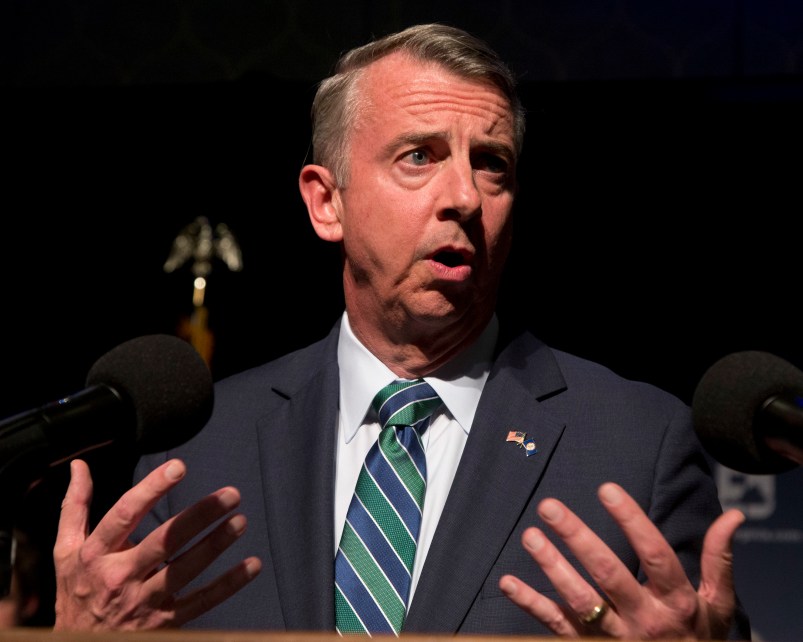 Republican gubernatorial candidate Ed Gillespie gestures as he delivers a concession speech during an election party in Richmond, Va., Tuesday, Nov. 7, 2017. Gillespie lost to Democrat Ralph Northam.  (AP Photo/Steve Helber)