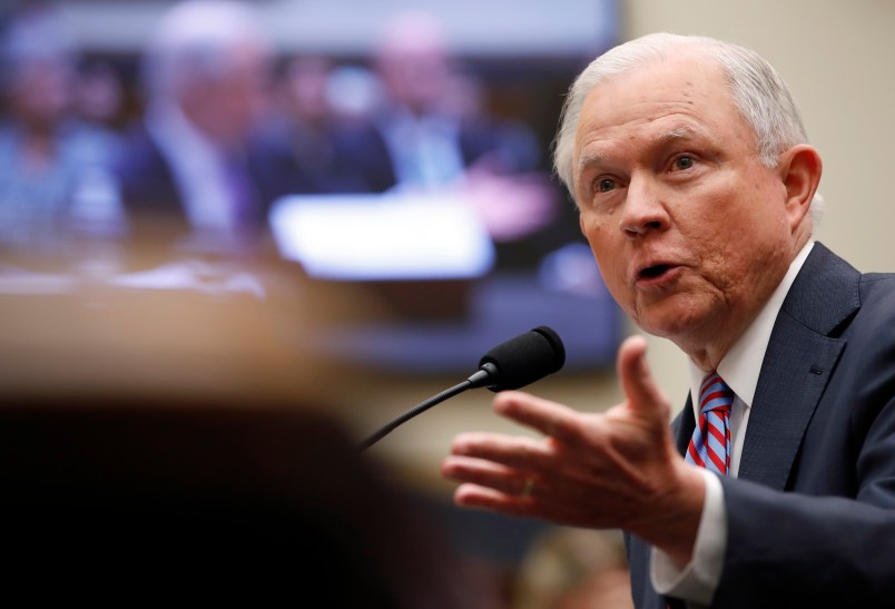 Attorney General Jeff Sessions speaks during a House Judiciary Committee hearing on Capitol Hill, Tuesday, Nov. 14, 2017 in Washington. (AP Photo/Alex Brandon)