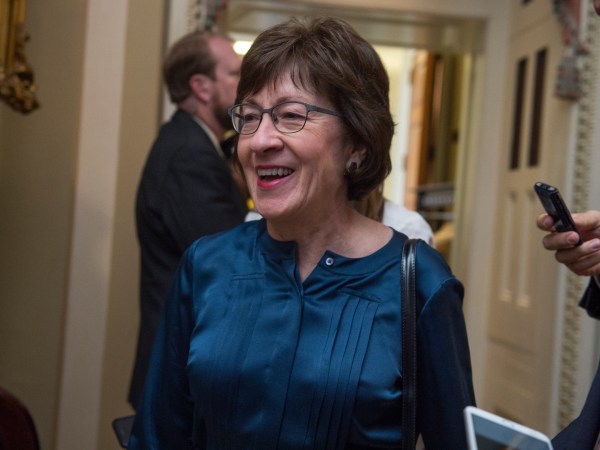 UNITED STATES - NOVEMBER 14: Sen. Susan Collins, R-Maine,  speaks with the media after the Senate Policy luncheons in the Capitol on November 14, 2017.(Photo By Tom Williams/CQ Roll Call)