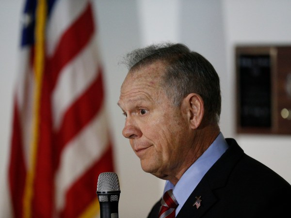 Former Alabama Chief Justice and U.S. Senate candidate Roy Moore speaks at  a campaign rally, Monday, Nov. 27, 2017, in Henagar, Ala. (AP Photo/Brynn Anderson)
