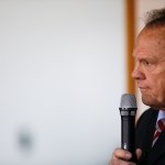 Former Alabama Chief Justice and U.S. Senate candidate Roy Moore speaks at  a campaign rally, Monday, Nov. 27, 2017, in Henagar, Ala. (AP Photo/Brynn Anderson)