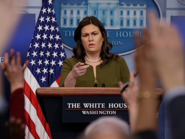 White House press secretary Sarah Huckabee Sanders speaks during the daily press briefing at the White House, Thursday, Nov. 30, 2017, in Washington. (AP Photo/Evan Vucci)
