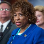 UNITED STATES - SEPTEMBER 27: Rep. Brenda Lawrence, D-Mich., speaks at a news conference in the Capitol to call for aid for the Flint water crisis be included in the government funding bill, September 27, 2016. Sens. Gary Peters, D-Mich., and Debbie Stabenow, D-Mich., also appear. (Photo By Tom Williams/CQ Roll Call) (CQ Roll Call via AP Images)