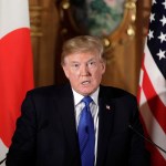 U.S. President Donald Trump speaks during a news conference with Shinzo Abe, Japan's prime minister, not pictured, at Akasaka Palace in Tokyo, Japan, on Monday, Nov. 6, 2017. Photographer: Kiyoshi Ota/Bloomberg