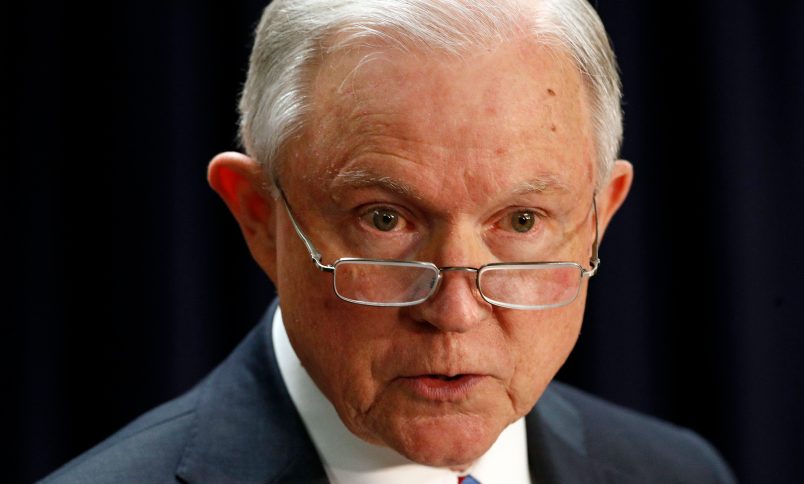 Attorney General Jeff Sessions speaks at a news conference in Baltimore, Tuesday, Dec. 12, 2017, to announce efforts to combat the MS-13 street gang with law enforcement and immigration actions. (AP Photo/Patrick Semansky)
