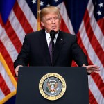 President Donald Trump delivers a speech on national security, Monday, Dec. 18, 2017, in Washington. (AP Photo/Evan Vucci)