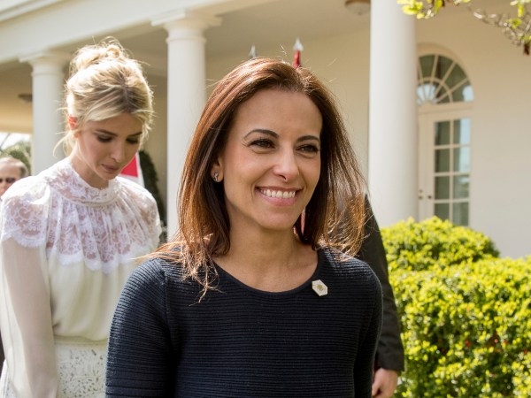 From left, President Donald Trump's White House Senior Adviser Jared Kushner, Trump economic advisor Gary Cohn, Ivanka Trump, and White House Senior Counselor for Economic Initiatives Dina Powell depart following a news conference between President Donald Trump and Jordan’s King Abdullah II in the Rose Garden at the White House, Wednesday, April 5, 2017, in Washington. (AP Photo/Andrew Harnik)
