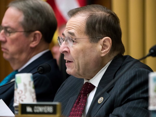Rep. Jerrold Nadler, D-N.Y., joined at left by House Judiciary Committee Chairman Bob Goodlatte, R-Va., makes a statement as the Republican-controlled panel crafts a bill to expand gun owners' rights, the first gun legislation since mass shootings in Las Vegas and Texas killed more than 80 people, on Capitol Hill in Washington, Wednesday, Nov. 29, 2017. Rep. Nadler, whose district includes parts of Manhattan and the Bronx in New York, becomes the ranking member on the Judiciary Committee, a position which was vacated by Rep. John Conyers, D-Mich., amid a congressional investigation of sexual harassment.  (AP Photo/J. Scott Applewhite)