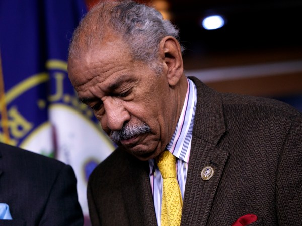 FILE -- In this file photo from Tuesday, Feb. 14, 2017, Rep. John Conyers, D-Mich., attends a news conference about the investigation into President Donald Trump's relationship with Russia, on Capitol Hill in Washington. House Minority Leader Nancy Pelosi, D-Calif., the top Democrat in the House, said today, Thursday, Nov. 30, 2017, that Rep. Conyers, should resign in the face of multiple accusations of sexual misconduct, calling them serious, disappointing and very credible.    (AP Photo/J. Scott Applewhite, file)