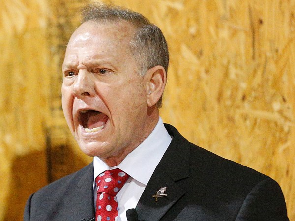 Former Alabama Chief Justice and U.S. Senate candidate Roy Moore speaks at a rally, Thursday, Nov. 30, 2017 in Dora, Ala. (AP Photo/Brynn Anderson)