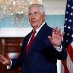 Secretary of State Rex Tillerson turns to leave after a media opportunity with Libyan Prime Minister Fayez al-Sarraj at the State Department in Washington, Friday, Dec. 1, 2017. (AP Photo/Carolyn Kaster)