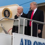 President Donald Trump stands with Sen. Orrin Hatch, R-Utah, after arriving at Salt Lake City International Airport, Monday, Dec. 4, 2017, in Salt Lake City. (AP Photo/Evan Vucci)