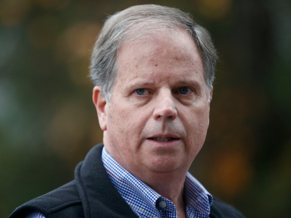 Democratic senatorial candidate Doug Jones speaks at a news conference, Monday, Dec. 4, 2017, in Dolomite, Ala. (AP Photo/Brynn Anderson)