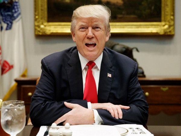 President Donald Trump speaks before a hosting a lunch with Senate Republicans in the Roosevelt Room of the White House, Tuesday, Dec. 5, 2017, in Washington. (AP Photo/Evan Vucci)