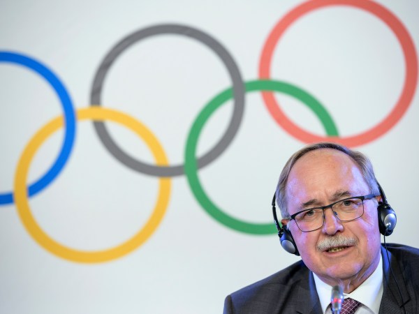 Samuel Schmid, President of the IOC Inquiry Commission and former President of Switzerland, reacts during a press conference after an Executive Board meeting, in Lausanne, Switzerland, Tuesday, December 5, 2017. (KEYSTONE/Jean-Christophe Bott)