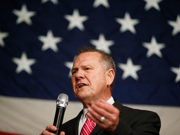 Former Alabama Chief Justice and U.S. Senate candidate Roy Moore speaks at a campaign rally, Tuesday, Dec. 5, 2017, in Fairhope Ala. (AP Photo/Brynn Anderson)