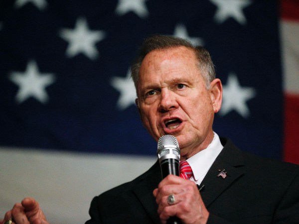 Former Alabama Chief Justice and U.S. Senate candidate Roy Moore speaks at a campaign rally, Tuesday, Dec. 5, 2017, in Fairhope Ala. (AP Photo/Brynn Anderson)