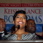 Atlanta mayoral candidate Keisha Lance Bottoms declares victory during an election-night watch party Wednesday, Dec. 6, 2017, in Atlanta. (AP Photo/John Bazemore)