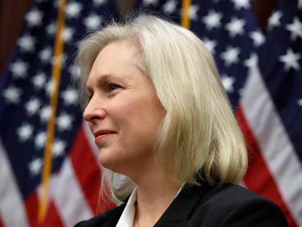 Sen. Kirsten Gillibrand, D-N.Y., listens during a news conference on sexual harassment, Wednesday, Dec. 6, 2017, on Capitol Hill in Washington. (AP Photo/Jacquelyn Martin)