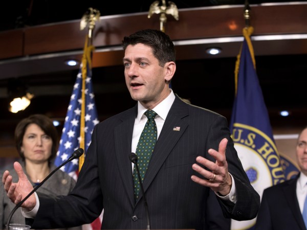 Speaker of the House Paul Ryan, R-Wis., flanked by Rep. Cathy McMorris Rodgers, R-Wash., left, and House Majority Whip Steve Scalise, R-La., updates reporters on the GOP tax bill following their weekly policy meeting, on Capitol Hill in Washington, Tuesday, Dec. 12, 2017.  (AP Photo/J. Scott Applewhite)