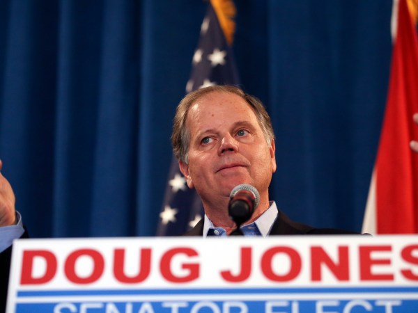 Democratic candidate for U.S. Senate Doug Jones speaks during a news conference Wednesday, Dec. 13, 2017, in Birmingham , Ala.  (AP Photo/John Bazemore)