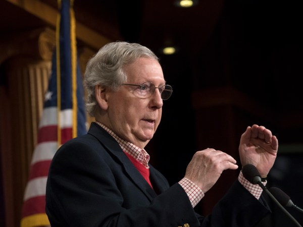 Senate Majority Leader Mitch McConnell, R-Ky., discusses the GOP agenda for next year and touts his accomplishments in the first year of the Trump Administration, during a news conference on Capitol Hill in Washington, Friday, Dec. 22, 2017. The six-term Kentucky lawmaker will face an even slimmer GOP majority, 51 Republicans to 49 Democrats, in January when Alabama Democrat Doug Jones is seated. Two other long-serving Republicans, Sen. John McCain of Arizona, and Sen. Thad Cochran of Mississippi, have been sidelined with health issues. (AP Photo/J. Scott Applewhite)