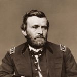 Photograph of Ulysses S. Grant (1822-1885) shown wearing a military uniform and posing for a portrait. He served in the U.S. Civil War at various levels of military command. Grant was promoted to lieutenant general in 1864 and given command of all Union armies. He was eighteenth president of the United States, elected in 1868 and reelected in 1872.