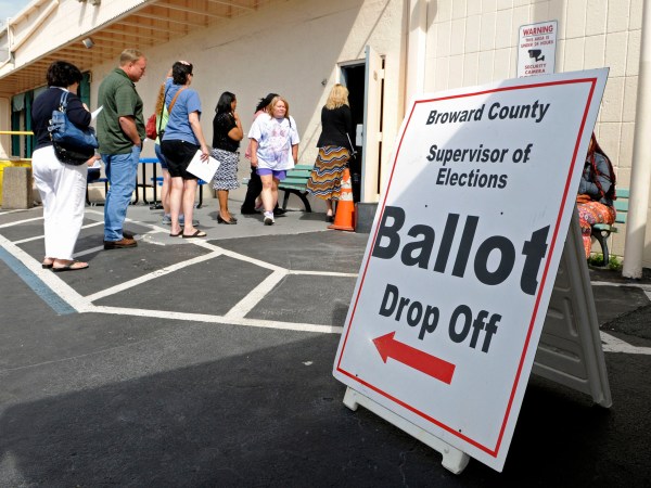 Voters wait in line at the Supervisor of Elections office in Lauderhill to drop off their absentee ballots, Monday, November 5, 2012, in Ft. Lauderdale, Florida. (Susan Stocker/Sun Sentinel/MCT)