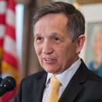 UNITED STATES - APRIL 17: Former Rep. Dennis Kucinich, D-Ohio, speaks at an event at the Capitol Hill Club to launch of the Ron Paul Institute for Peace and Prosperity. (Photo By Tom Williams/CQ Roll Call)