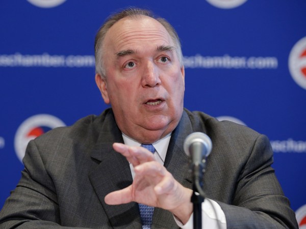 U.S. Chamber of Commerce President and CEO Thomas Donohue, Business Roundtable President and former Michigan Gov. John Engler, National Association of Manufactureres President and CEO Jay Timmons, and Western Growers President and CEO Tom Nassif hold a news conference about  about immigration reform at the Chamber July 9, 2014 in Washington, DC. Organized by the Chamber of Commerce, the American Farm Bureau Federation, American Hort and others, the pannel discussed recent public poll results about immigration reform.