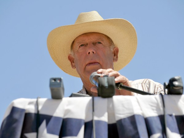 on April 24, 2014 in Bunkerville, Nevada.  The Bureau of Land Management and rancher Cliven Bundy have been locked in a dispute for a couple of decades over grazing rights on public lands.