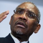 UNITED STATES - FEBRUARY 11: Rep. Gregory Meeks, D-N.Y., chairman of the Congressional Black Caucus PAC, conducts a news conference at the DNC where members of the CBC PAC endorsed Hillary Clinton for president, February 11, 2016. (Photo By Tom Williams/CQ Roll Call)