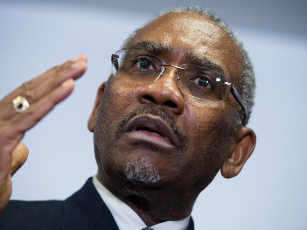 UNITED STATES - FEBRUARY 11: Rep. Gregory Meeks, D-N.Y., chairman of the Congressional Black Caucus PAC, conducts a news conference at the DNC where members of the CBC PAC endorsed Hillary Clinton for president, February 11, 2016. (Photo By Tom Williams/CQ Roll Call)