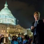 WASHINGTON, DC - June 23:  Rep. Joe Kennedy III (D-MA) speaks to supporters of House Democrats taking part in a sit-in on the House Chamber outside the U.S. Capitol on June 23, 2016 in Washington, DC. House Republicans attempted to end the 16-hour sit-in by Democrats early Thursday morning by adjourning for a recess through July 5.  (Photo by Pete Marovich/Getty Images)