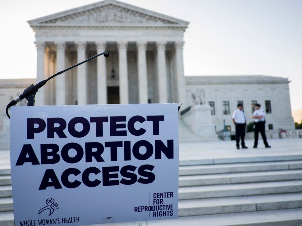 WASHINGTON, DC - June 27:  A podium awaits pro-choice speakers in front of the U.S. Supreme Court  on June 27, 2016 in Washington, DC. A ruling is expected in Whole Woman’s Health v. Hellerstedt, a Texas case the places restrictions on abortion clinics, as well as rulings in the former Virginia Governor's corruption case and a gun rights case. (Photo by Pete Marovich/Getty Images)